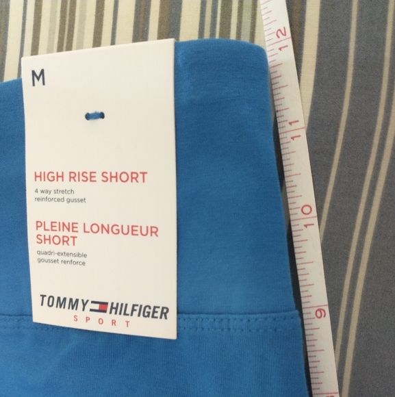 Medium NWT TOMMY HILFIGER High Rise Blue Bike/Running Shorts - Picture 4 of 13